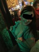 Wife went out with some friends. Had some help showing her slutty side off. She sent me these.