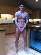 Tyler Torro naked in the kitchen