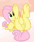 Curious Fluttershy on her back [solo]