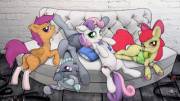 Sleepover at your place (adapted from ECmajor) [silver spoon][apple bloom][scootaloo][sweetie belle][foalcon]