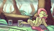 Those butterflies have seen some things [Fluttershy][solo] (artist: ponegranate)