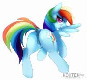 Rainbow Dash has her tail up and that can only mean one thing [solo] (artist: kohtek)