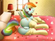 Stand aside, panties. Rainbow Dash's vagina is not meant to be covered [solo] (artist: derpah)