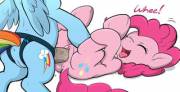 Whee! [Pinkie Pie][Rainbow Dash][F/F] (artist: spiralshockwave)