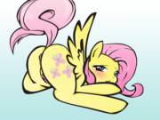 Fluttershy is assuming the position. [solo] (artist: Colourpelt)