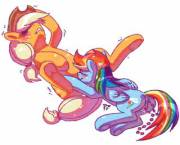 Applejack and Rainbow Dash [F/F] (artist: puriponii)