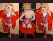 Red Corset and Boa
