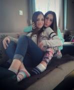 Two cute friends in colorful ankle socks