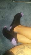 Purple and black socks
