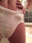 New pic of my wife's SOAKED diaper. Come find us on tumblr!