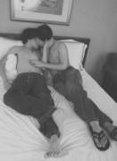 B&amp;W Kissing on Bed