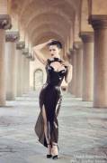 Sister Sinister looking stunning in latex gown.
