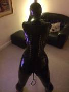 Latex hood, catsuit and pole (AIC)