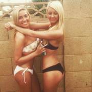 Blondes against a wall