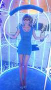blue dress in a cage