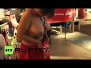 Spain Naked shoppers strip for free clothes