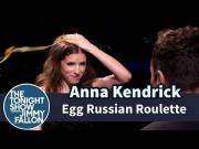 Anna Kendrick smashes an egg on her head in a game of Egg Russian Roulette with Jimmy Fallon