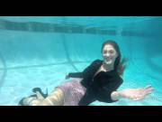 Underwater Girl in Business Jacket, Heels, and Tight Pink Dress