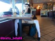 Bella shows off her scone at the coffee shop [IMG]