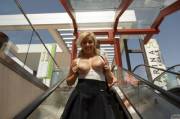 Kylie Page on the escalator [IMG]