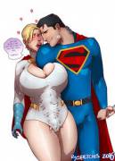 Superman uses Power Girl's boob window properly [DC comics]