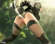 2b getting her lewd butt destroyed, (Likkez) [NieR: Automata]