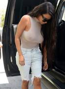 Kim Kardashian braless in a sheer white top (album in comments)