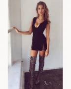 Criss Cross Thigh High Boots