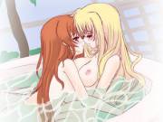 Nanoha and Fate taking a bath together