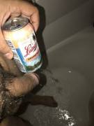 Enjoying a Leinenkugel after [M]owing the lawn