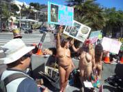 Two women from the Body Freedom parade, May 20, 2017