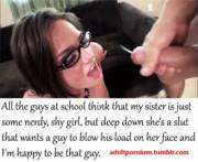 Shy nerdy sister gets brother's huge load [b/s][Tori Black][gif]