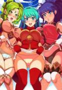 L'Arachel, Eirika &amp; Tana showing the goods (Revolverwing)