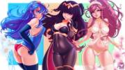 Pin-ups of Lucina, Tharja, and Olivia (Foxilumi)