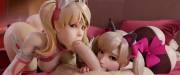 Pink Mercy And Black Cat D.Va Giving Head