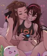 Dva and Brigitte gaming (vashperado)