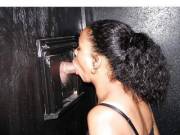 Black suction blowjob at gloryhole