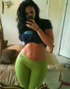 Green yoga pants