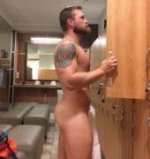 Looking in his locker