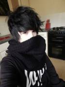 Cute emo boy in the kitchen