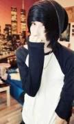 Cute emo boy is shy