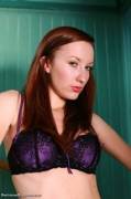 Redhead in purple