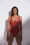 Red see through leotard