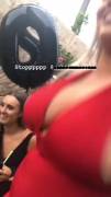 Dancing in red dress