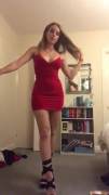 High heels, red dress