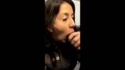 Natalie Brooks sucking a BBC in the airplane bathroom