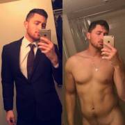 Business suit vs birthday suit