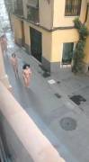 Dozens of Spanish women naked in public