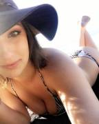 Hat, bikini, cleavage