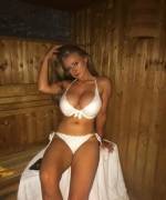 Big tits in a bikini in a sauna